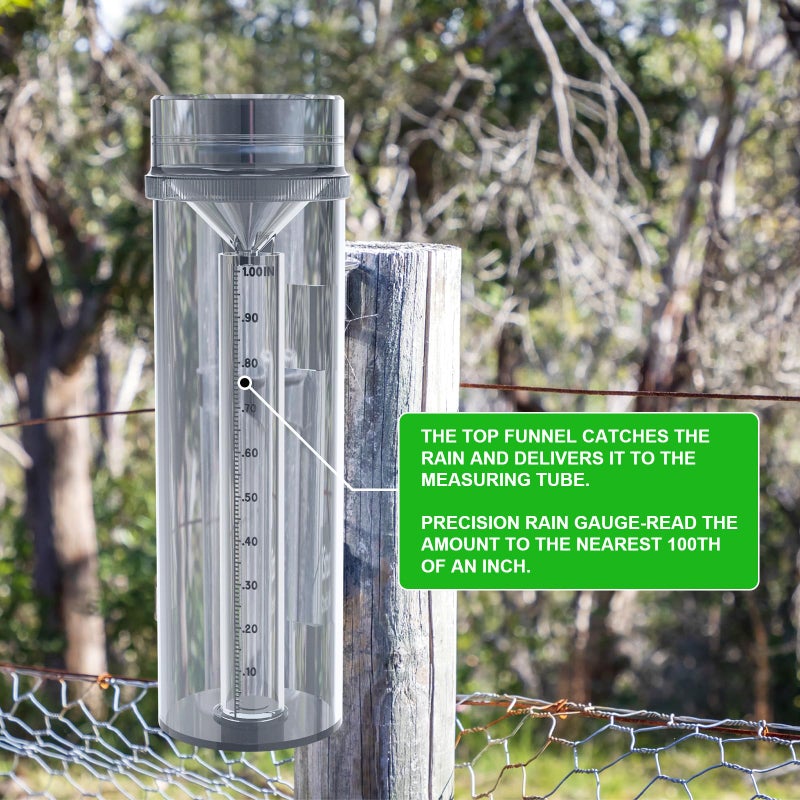 Holdly Precise Rain Gauge with Mounting Bracket  Outdoor Rain Gauge Accurate to 1/100th of an Inch  Made of UV and Heat Resistant Polycarbonate Material for All Weather Conditions - Image 3